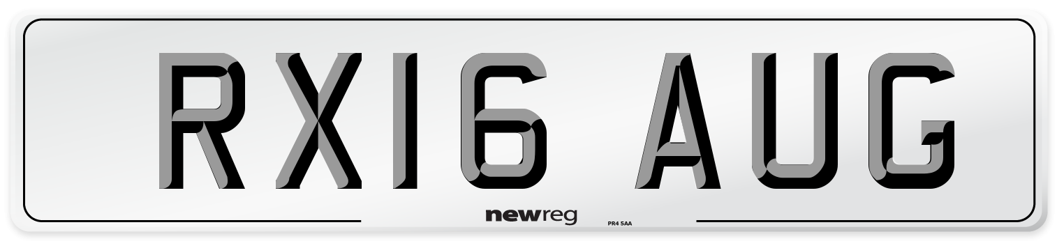 RX16 AUG Number Plate from New Reg